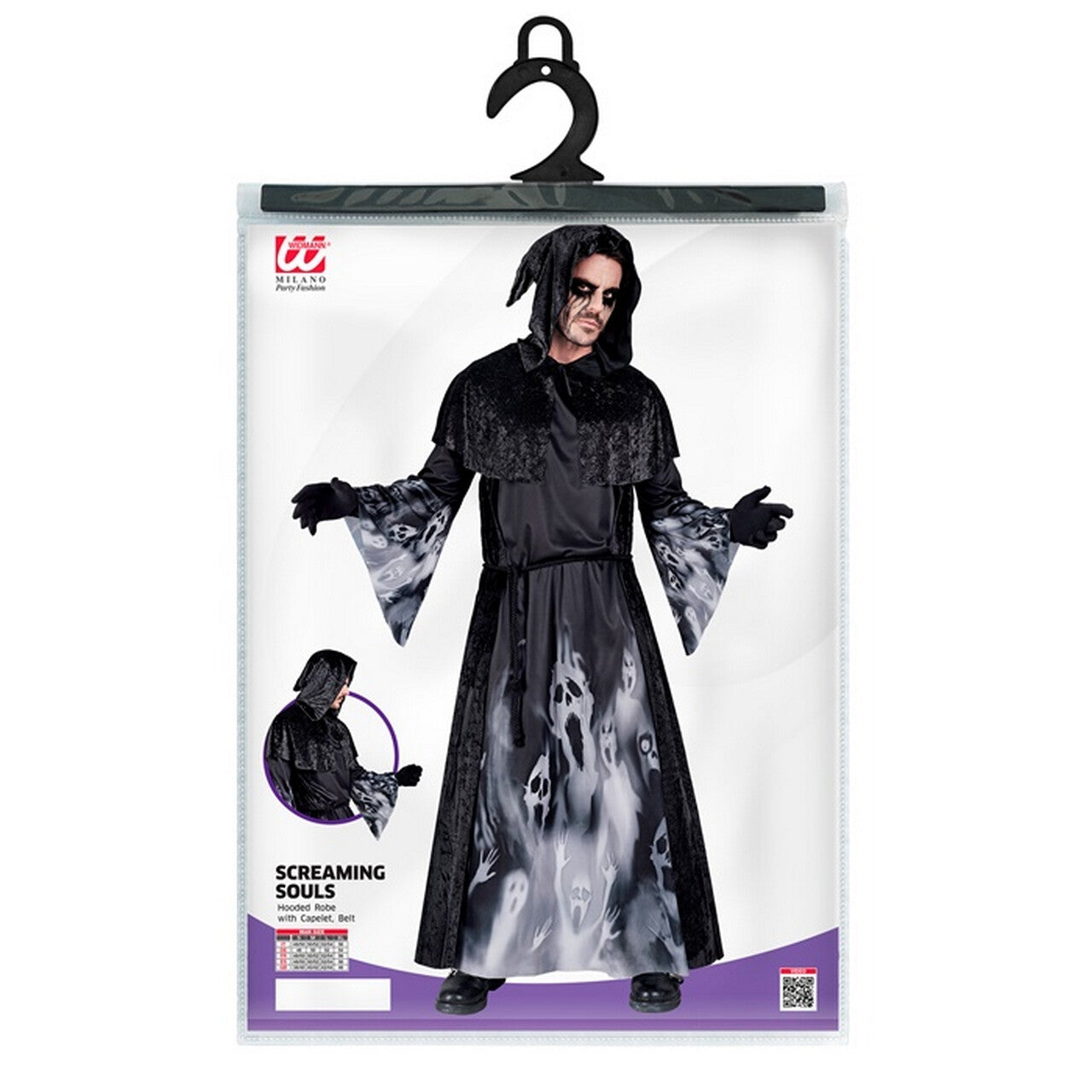 Op deze afbeelding zie je een Kostuums, van het merk Widmann. Screaming Souls Taker Man Kostuum