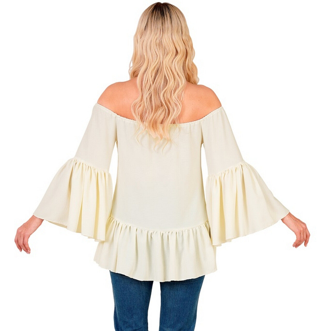 Op deze afbeelding zie je een Kostuums, van het merk Widmann. Boho Hippie Shirt Wit Vrouw