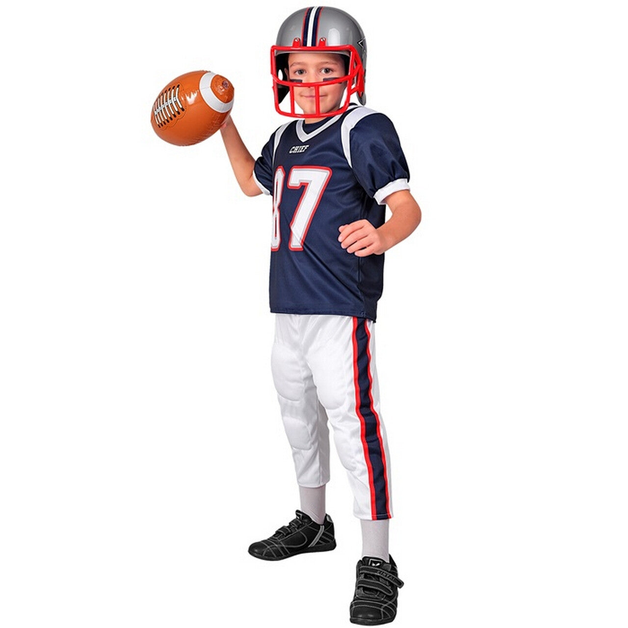Op deze afbeelding zie je een Kostuums, van het merk Widmann. American Football Speler Nummer 87 Jongen Kostuum