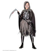 Op deze afbeelding zie je een Kostuums, van het merk Widmann. Skelet Spook Zwarte Beul Meisje Kostuum