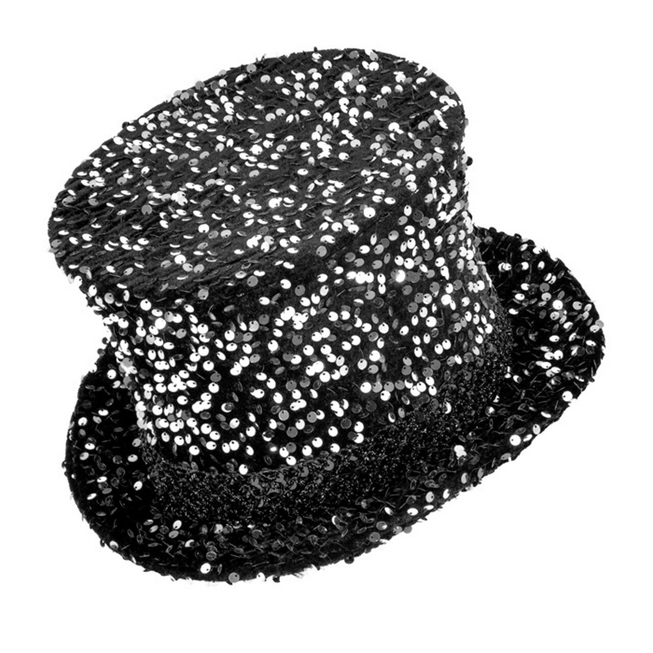 Op deze afbeelding zie je een Accessoires, van het merk Widmann. Hoge Hoed Midnight Pailletten Glam Zilver