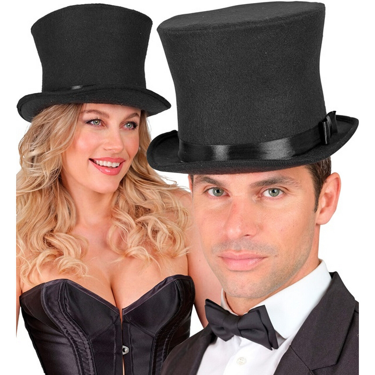 Op deze afbeelding zie je een Accessoires, van het merk Widmann. Hoge Deftige Hoed Zwart