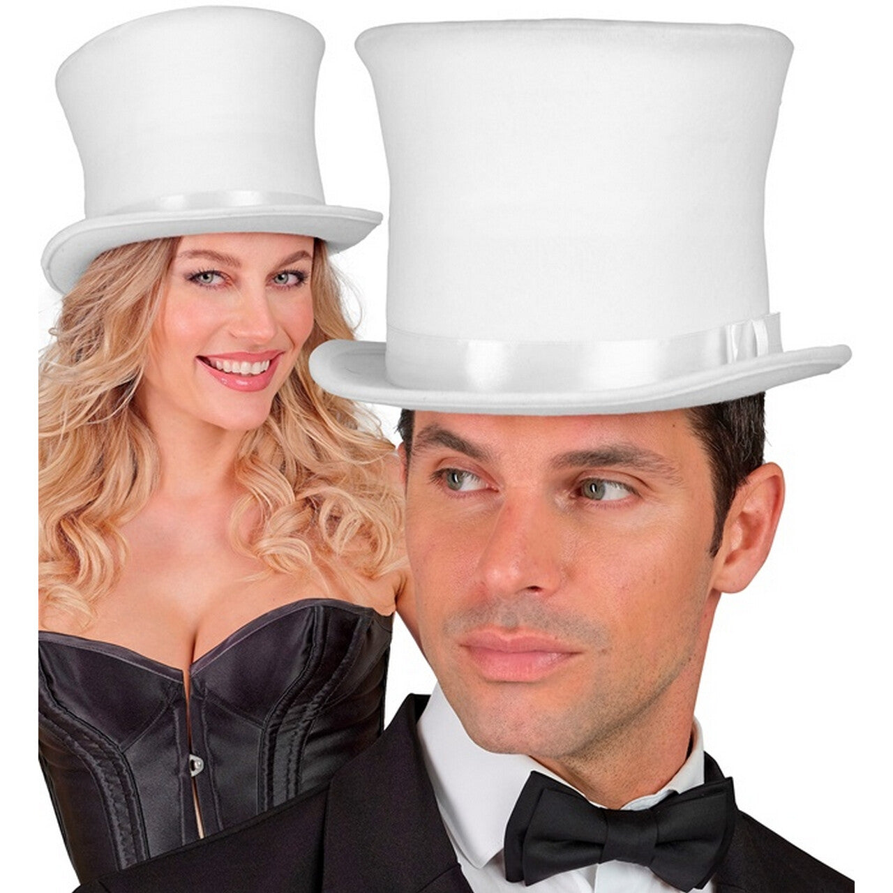 Op deze afbeelding zie je een Accessoires, van het merk Widmann. Hoge Deftige Hoed Wit
