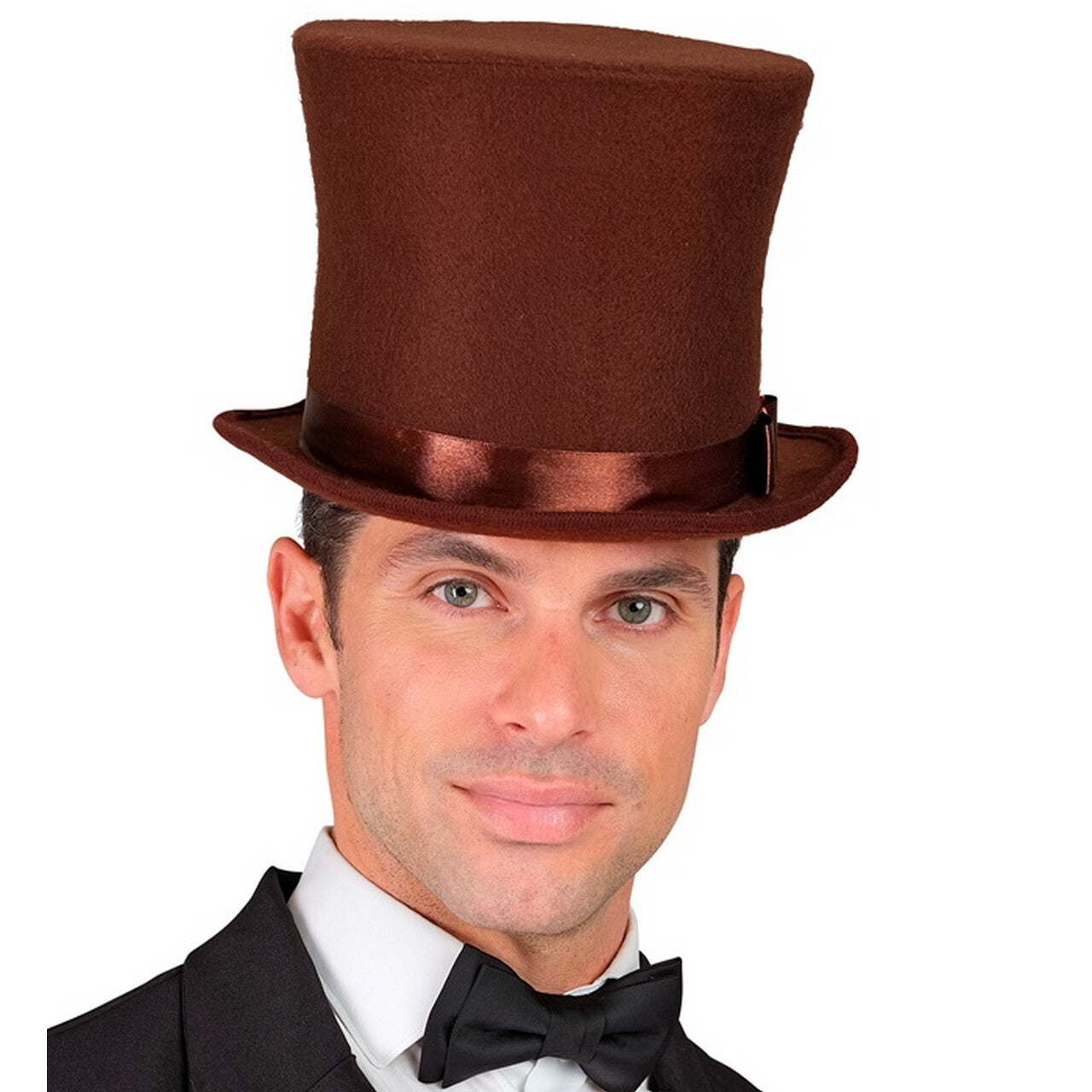 Op deze afbeelding zie je een Accessoires, van het merk Widmann. Hoge Deftige Hoed Bruin