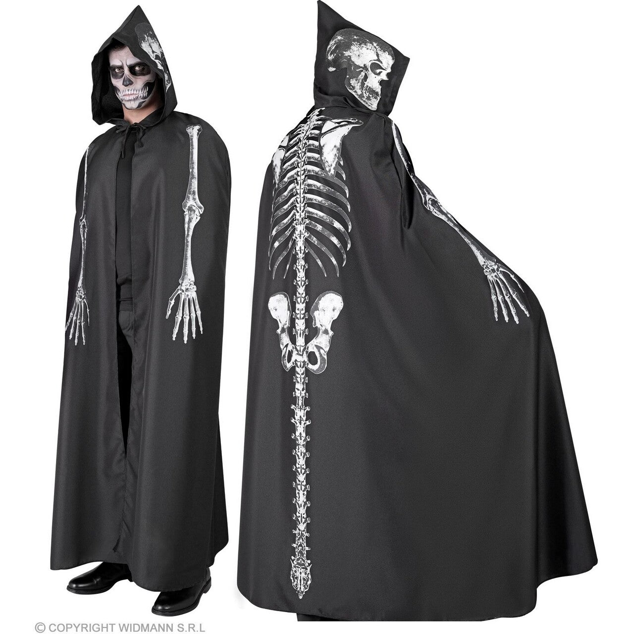 Op deze afbeelding zie je een Kostuums, van het merk Widmann. Skelet Cape Met Met Ruggengraat En Kap