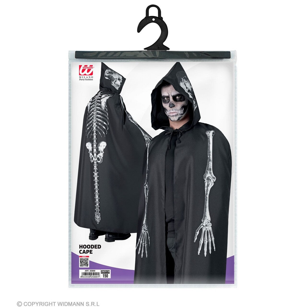 Op deze afbeelding zie je een Kostuums, van het merk Widmann. Skelet Cape Met Met Ruggengraat En Kap