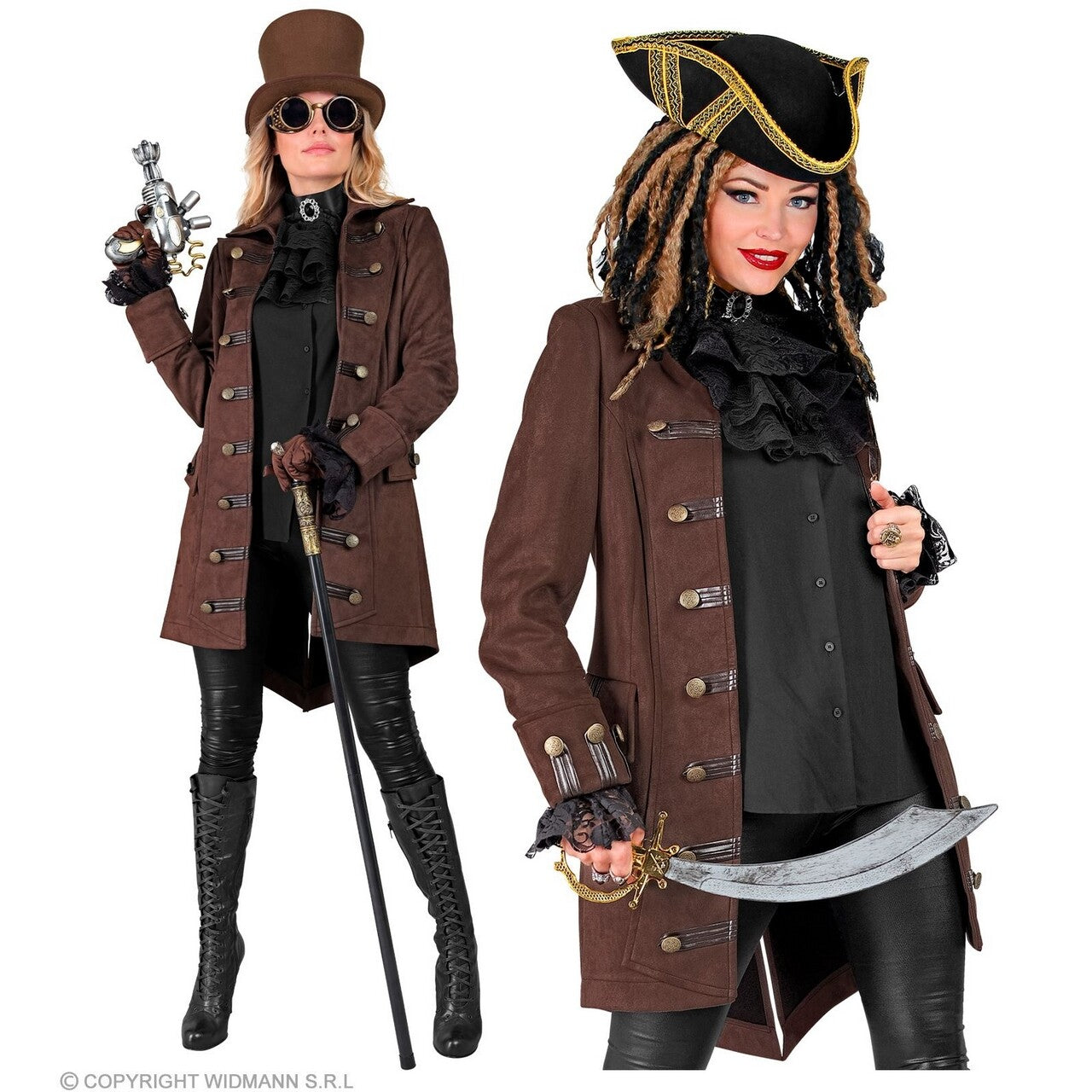 Op deze afbeelding zie je een Kostuums, van het merk Widmann. Historische Steampunk Karakter Jas Vrouw