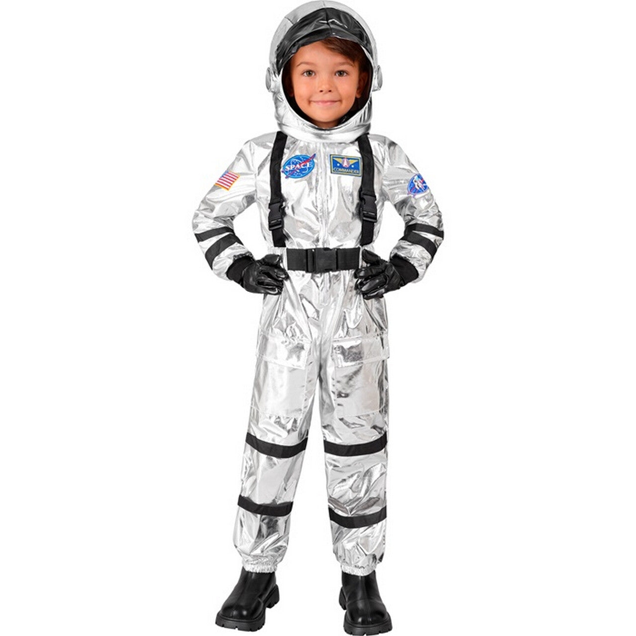 Op deze afbeelding zie je een Kostuums, van het merk Widmann. Astronaut Silver Space Kind Kostuum