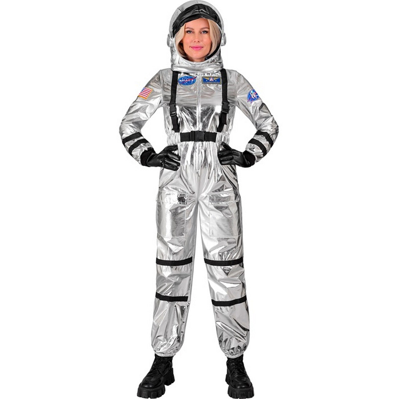 Op deze afbeelding zie je een Kostuums, van het merk Widmann. Astronaut Silver Moon Vrouw Kostuum