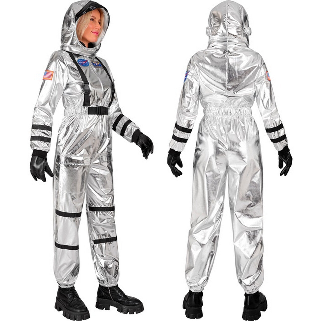 Op deze afbeelding zie je een Kostuums, van het merk Widmann. Astronaut Silver Moon Vrouw Kostuum