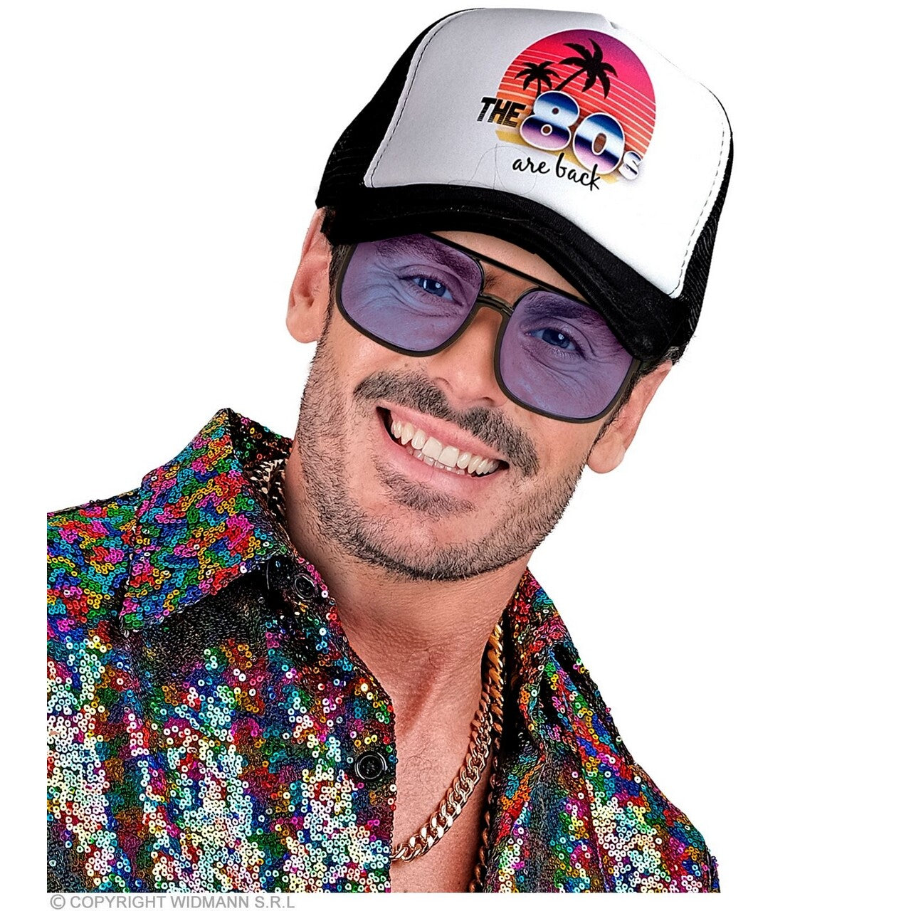 Op deze afbeelding zie je een Accessoires, van het merk Widmann. 90s Bril Hip Hop Zwart Met Blauw Glas