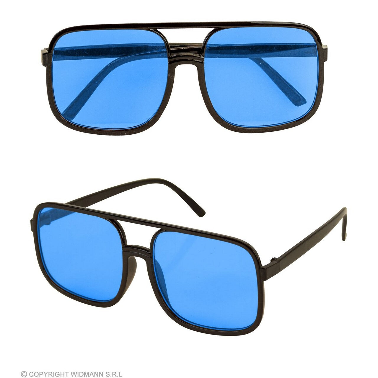 Op deze afbeelding zie je een Accessoires, van het merk Widmann. 90s Bril Hip Hop Zwart Met Blauw Glas
