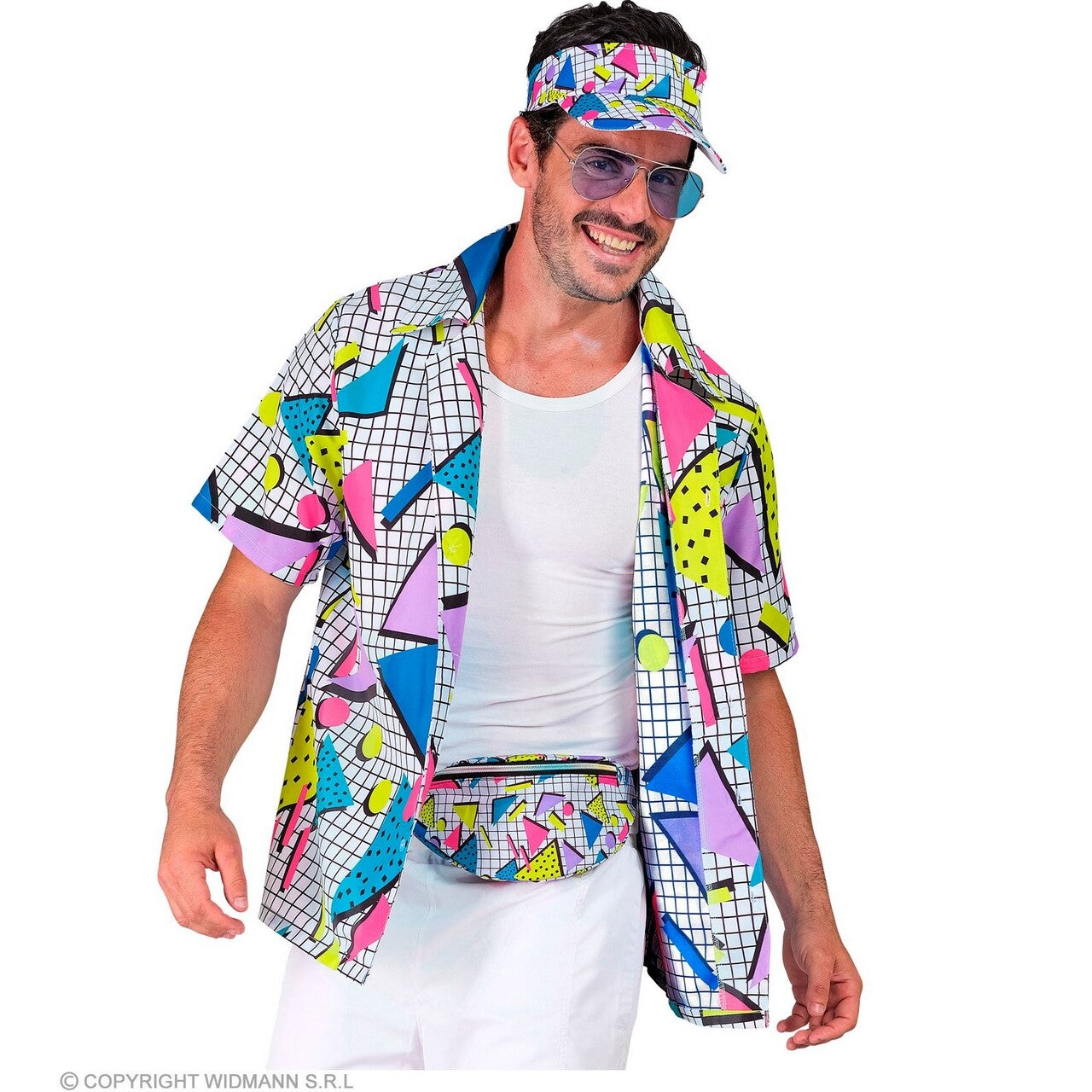 Op deze afbeelding zie je een Accessoires, van het merk Widmann. 80s Zonneklep En Heuptasje Funky Fashion