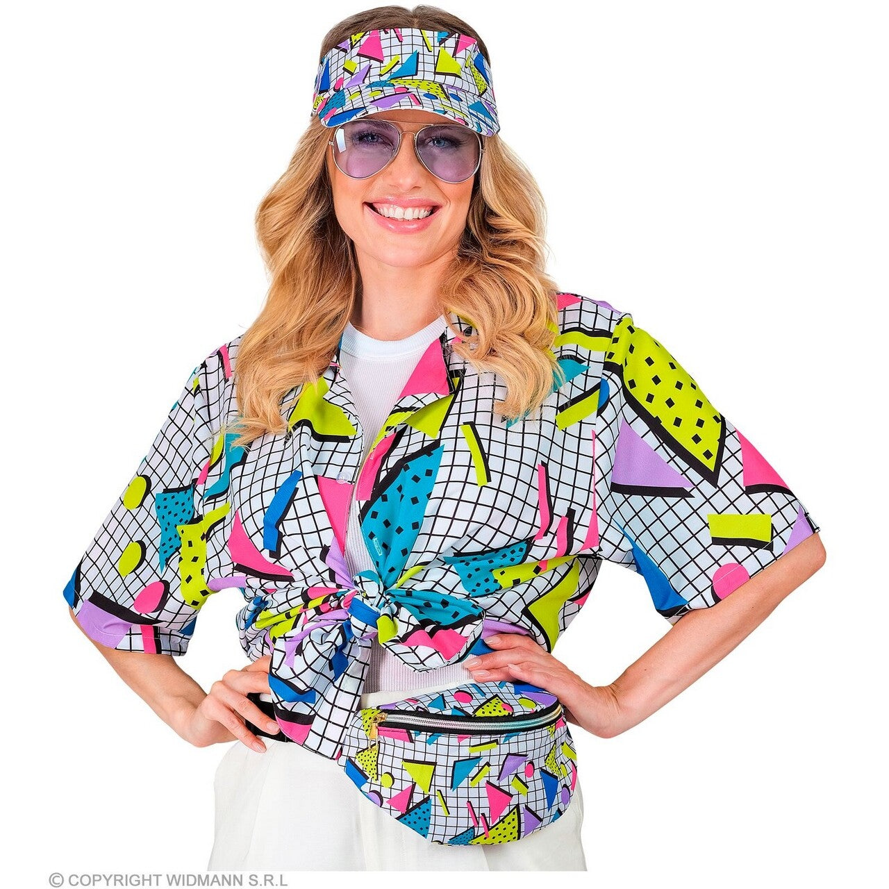 Op deze afbeelding zie je een Accessoires, van het merk Widmann. 80s Zonneklep En Heuptasje Funky Fashion