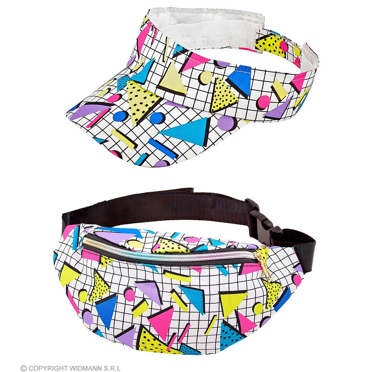 Op deze afbeelding zie je een Accessoires, van het merk Widmann. 80s Zonneklep En Heuptasje Funky Fashion