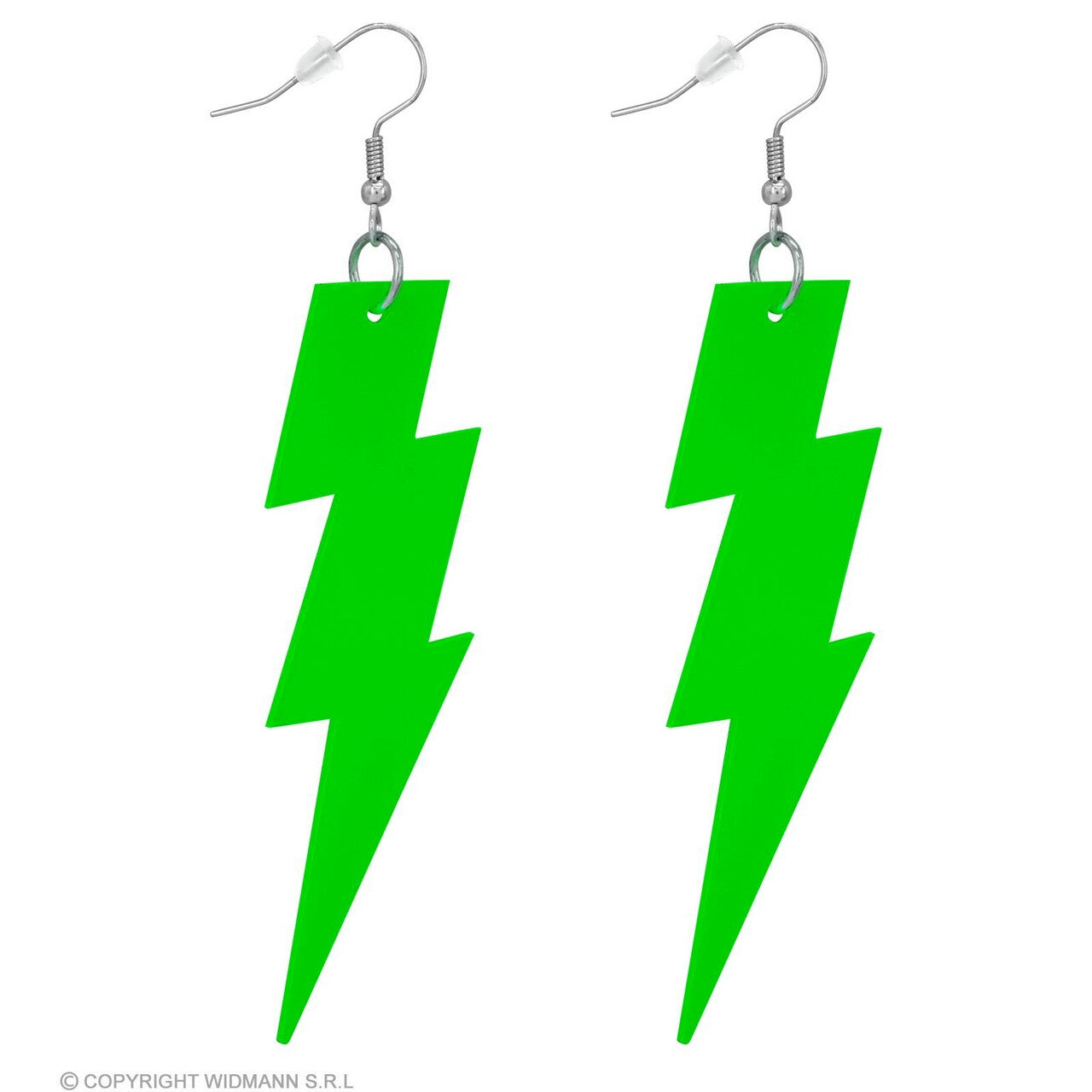 Op deze afbeelding zie je een Accessoires, van het merk Widmann. 80s Oorbellen Bliksem Neon Groen