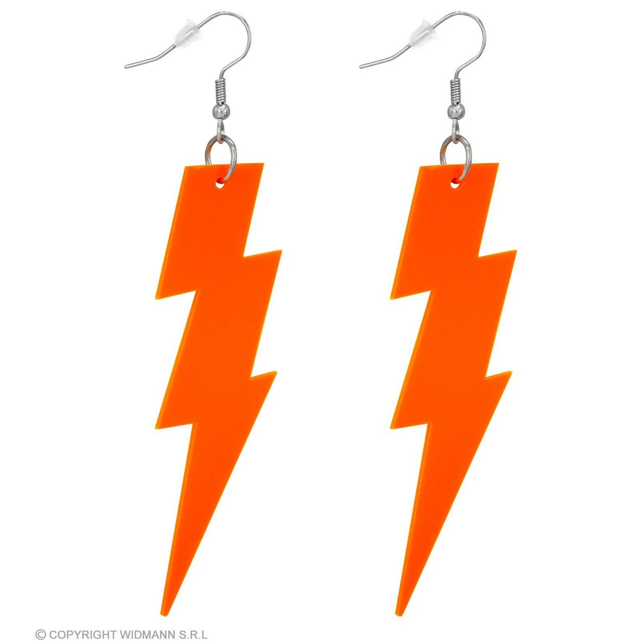 Op deze afbeelding zie je een Accessoires, van het merk Widmann. 80s Oorbellen Bliksem Neon Oranje