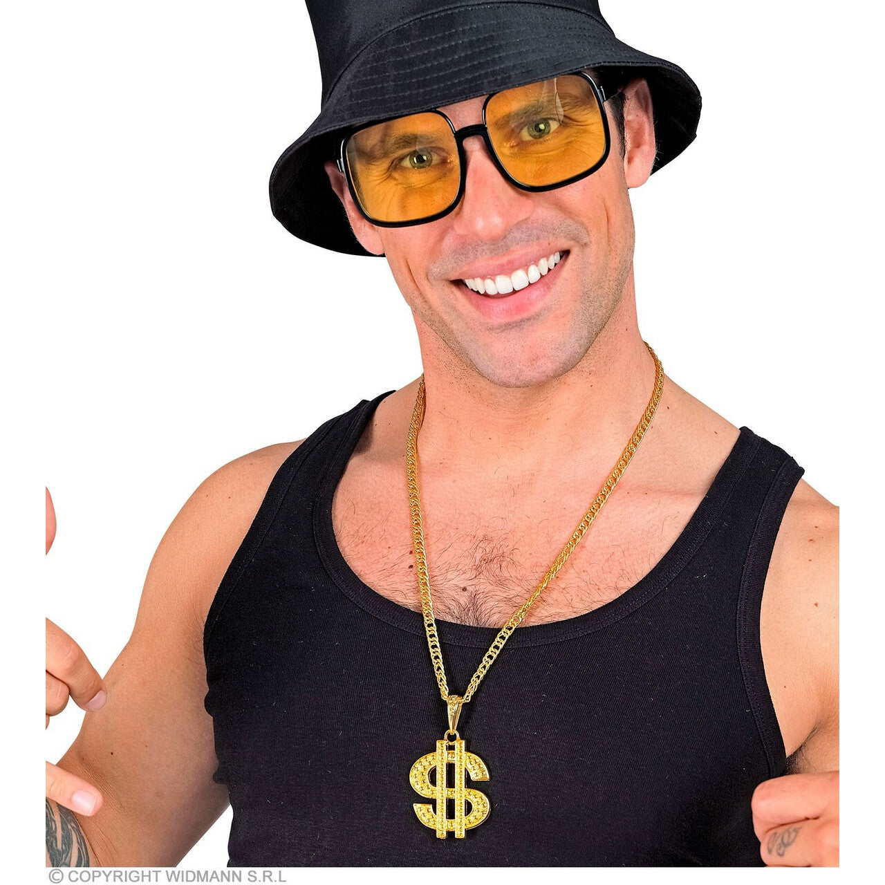 Op deze afbeelding zie je een Accessoires, van het merk Widmann. Ketting Dollarteken Goud 70 Cm