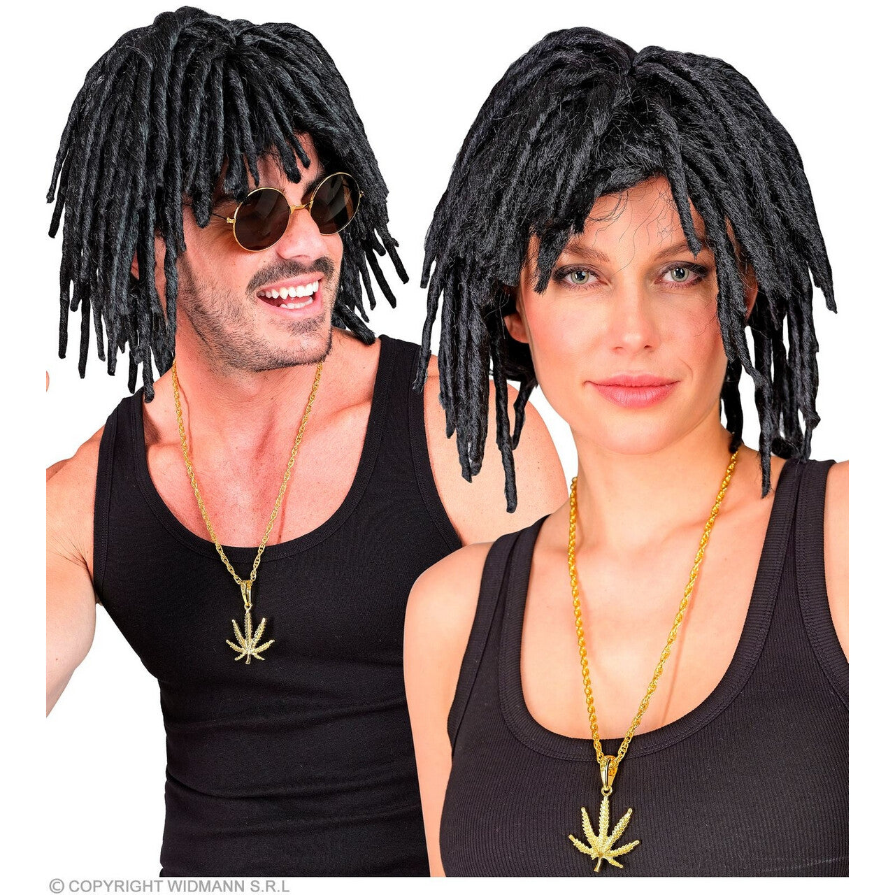 Op deze afbeelding zie je een Accessoires, van het merk Widmann. Ketting Marihuana Goud 65 Cm