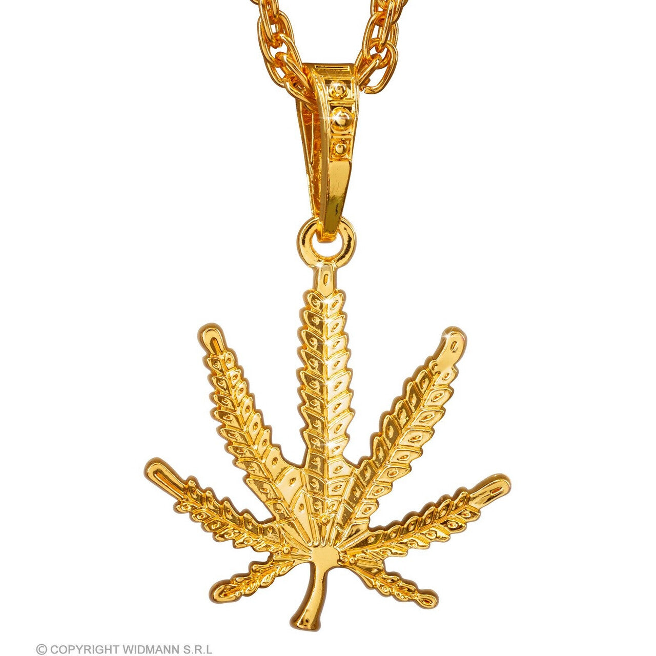 Op deze afbeelding zie je een Accessoires, van het merk Widmann. Ketting Marihuana Goud 65 Cm