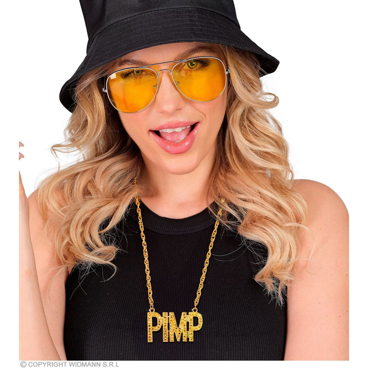 Op deze afbeelding zie je een Accessoires, van het merk Widmann. Ketting Pimp Goud 65 Cm