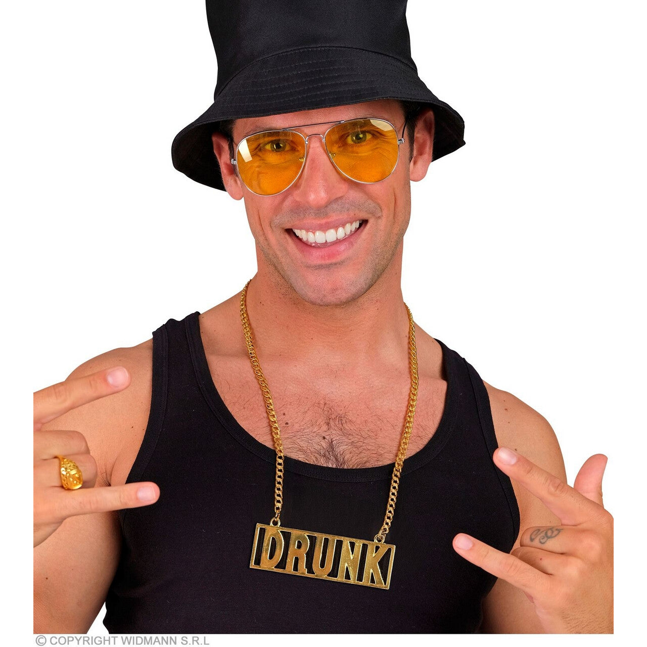 Op deze afbeelding zie je een Accessoires, van het merk Widmann. Ketting Drunk Goud 65 Cm