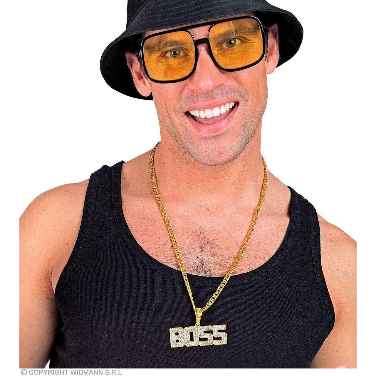 Op deze afbeelding zie je een Accessoires, van het merk Widmann. Ketting Boss Goud / Strass 65 Cm