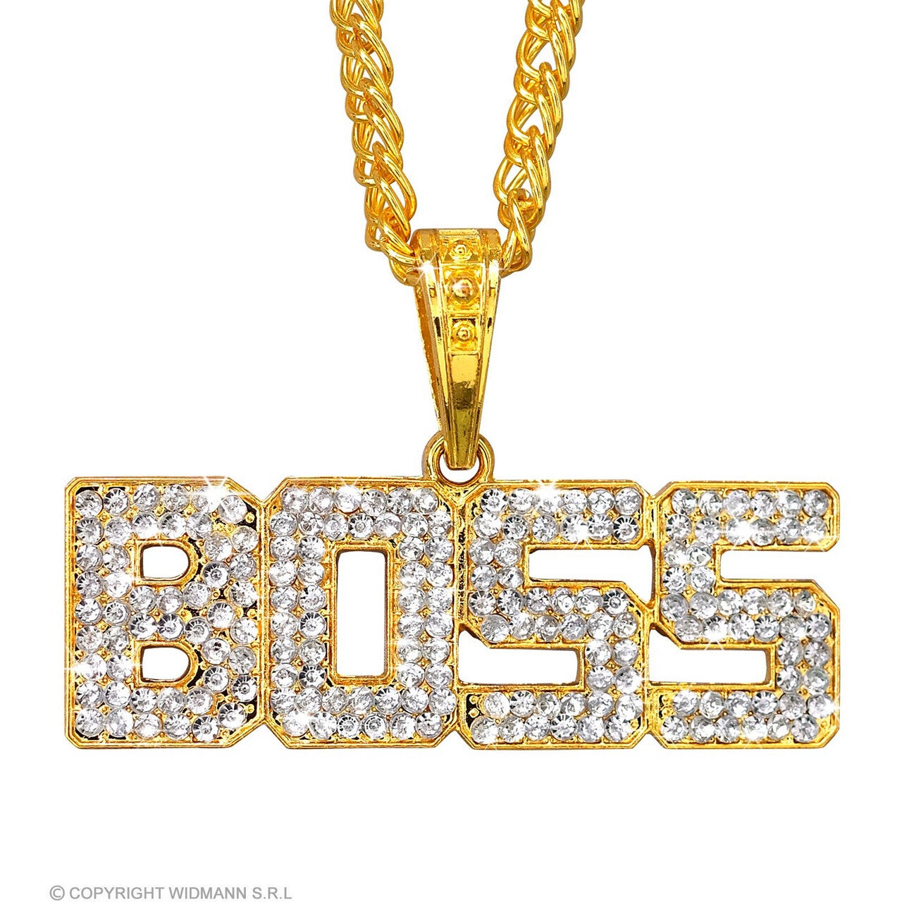 Op deze afbeelding zie je een Accessoires, van het merk Widmann. Ketting Boss Goud / Strass 65 Cm