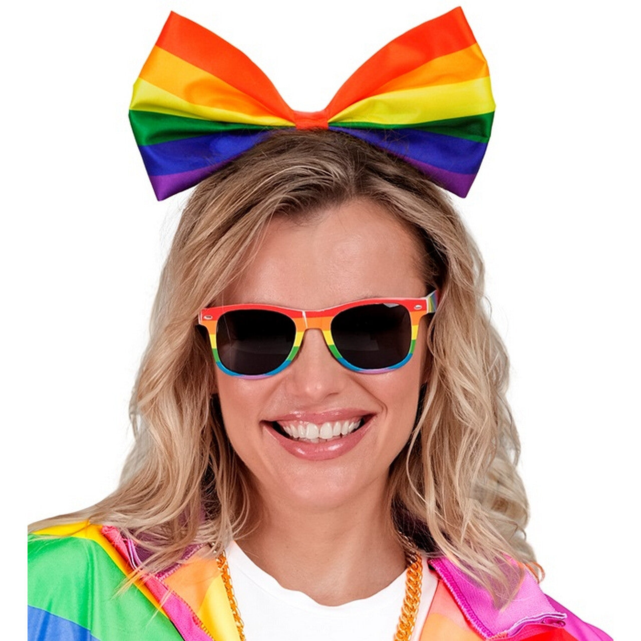 Op deze afbeelding zie je een Accessoires, van het merk Widmann. Hoofdband Met Regenboog Strik Jojo