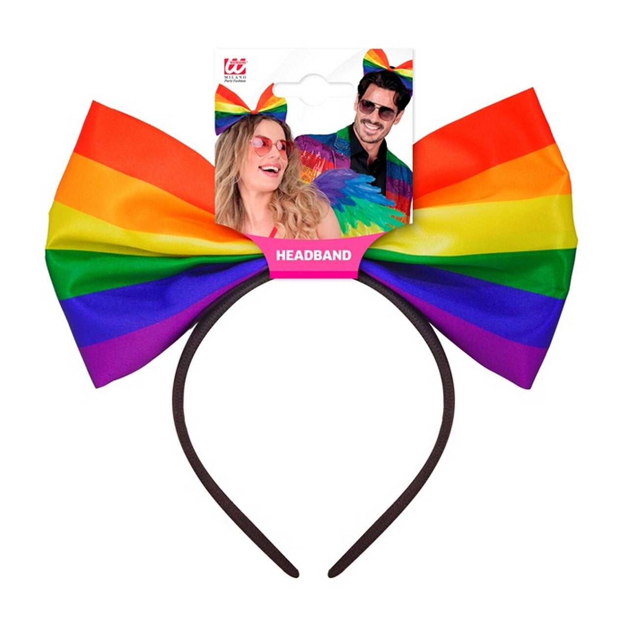 Op deze afbeelding zie je een Accessoires, van het merk Widmann. Hoofdband Met Regenboog Strik Jojo