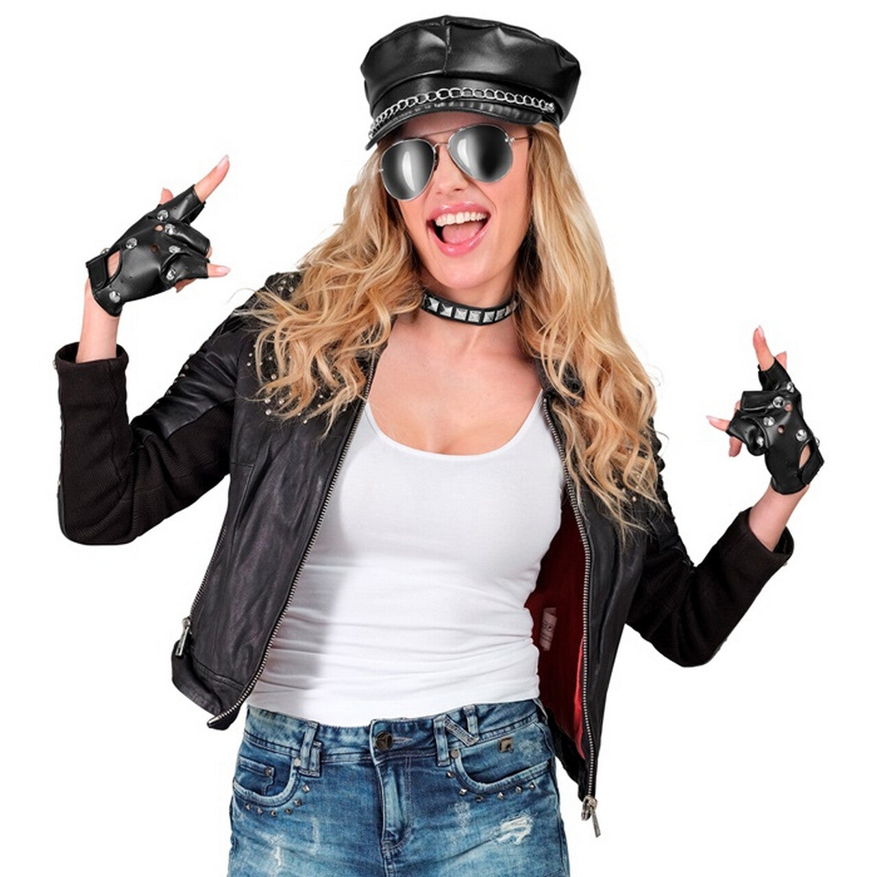 Op deze afbeelding zie je een Accessoires, van het merk Widmann. Stoere Biker Set Road Warriors