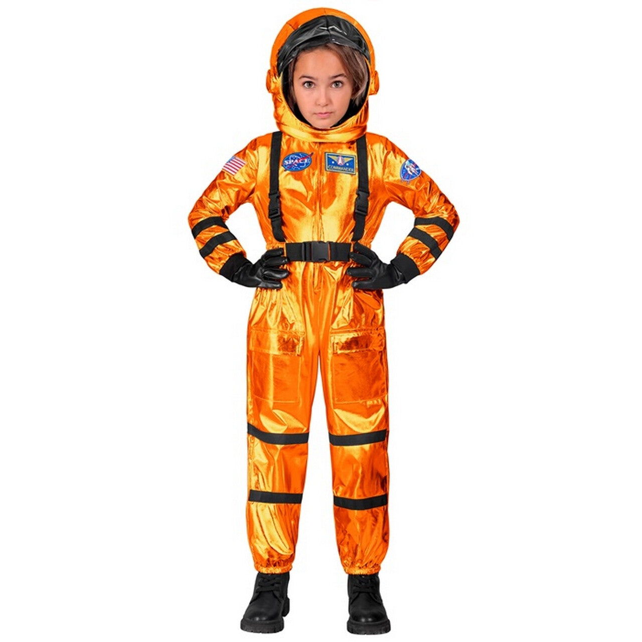 Op deze afbeelding zie je een Kostuums, van het merk Widmann. Astronaut Orange Sky Kind Kostuum