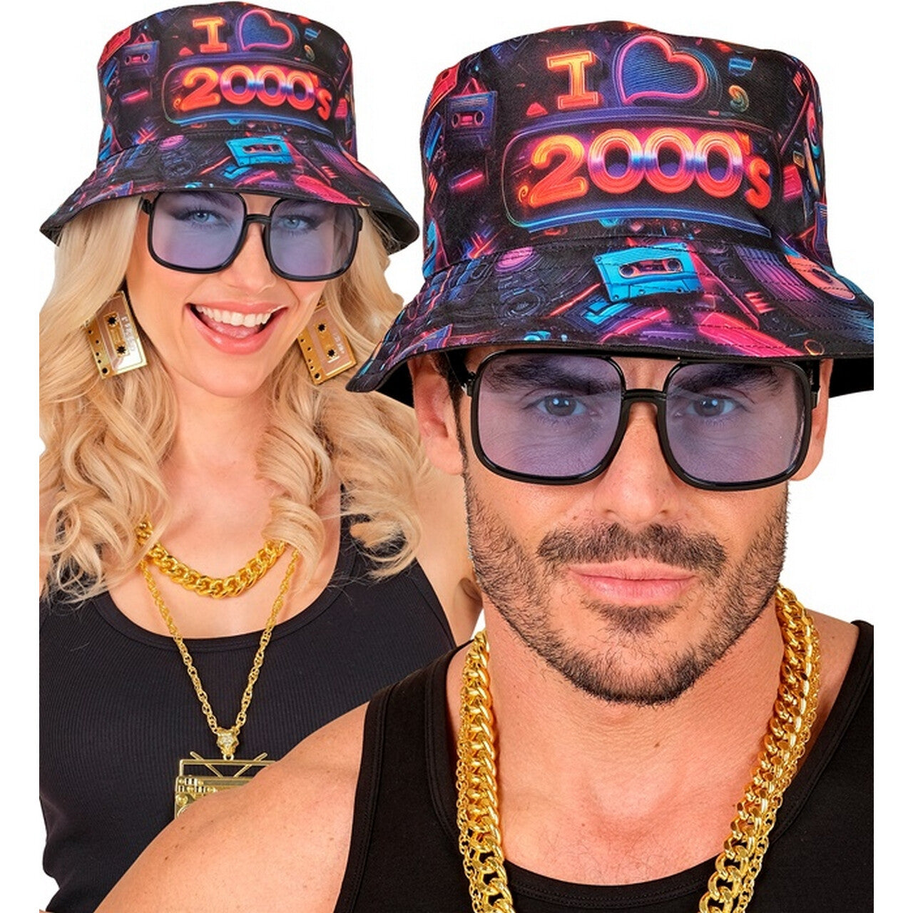 Op deze afbeelding zie je een Accessoires, van het merk Widmann. Bucket Hat I Love 2000 S