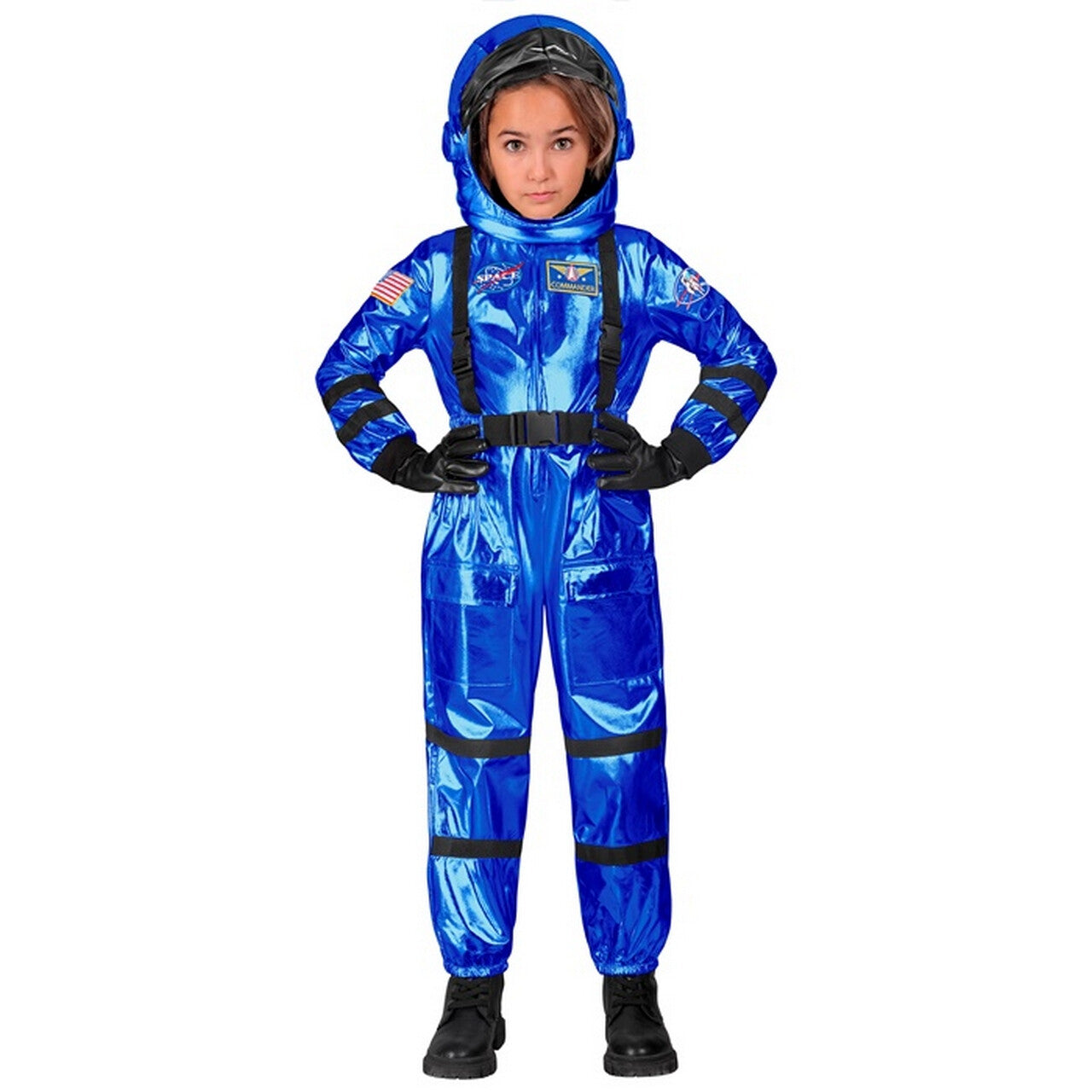 Op deze afbeelding zie je een Kostuums, van het merk Widmann. Blauwe Astronaut Blue Origin Kind Kostuum