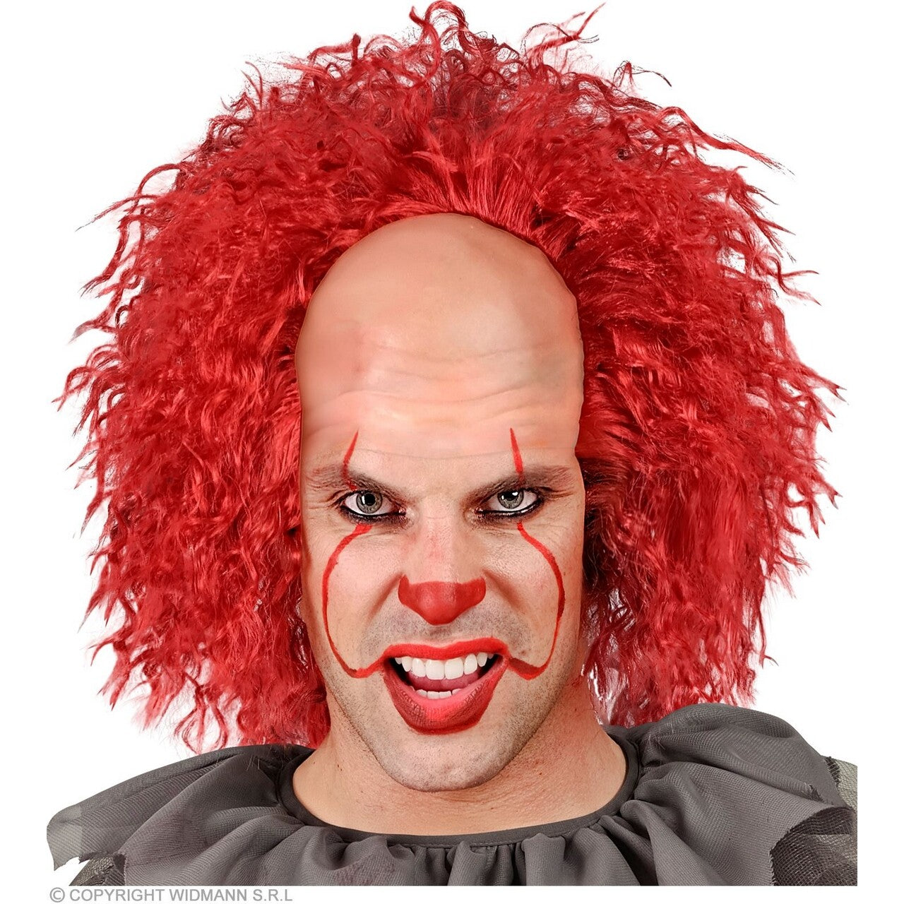 Op deze afbeelding zie je een Accessoires, van het merk Widmann. Groot Voorhoofd Met Haar Enge Clown Rood