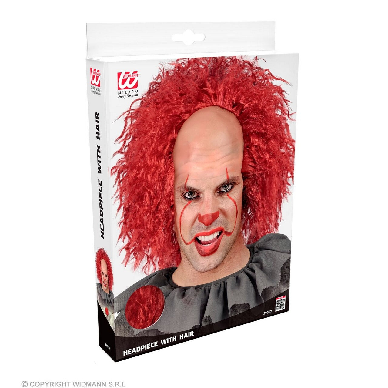 Op deze afbeelding zie je een Accessoires, van het merk Widmann. Groot Voorhoofd Met Haar Enge Clown Rood