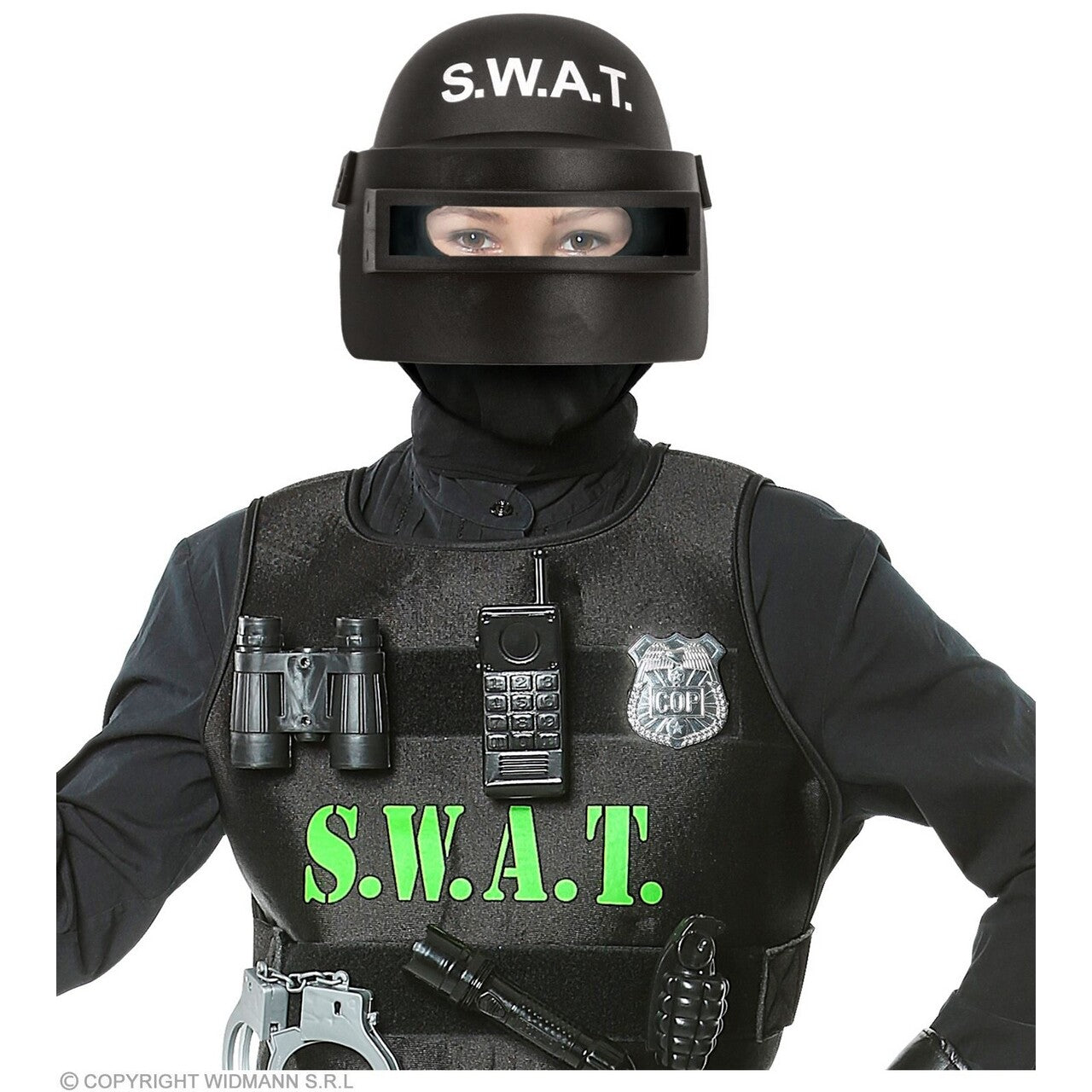 Op deze afbeelding zie je een Accessoires, van het merk Widmann. S.w.a.t. Helm Met Vizier Kind