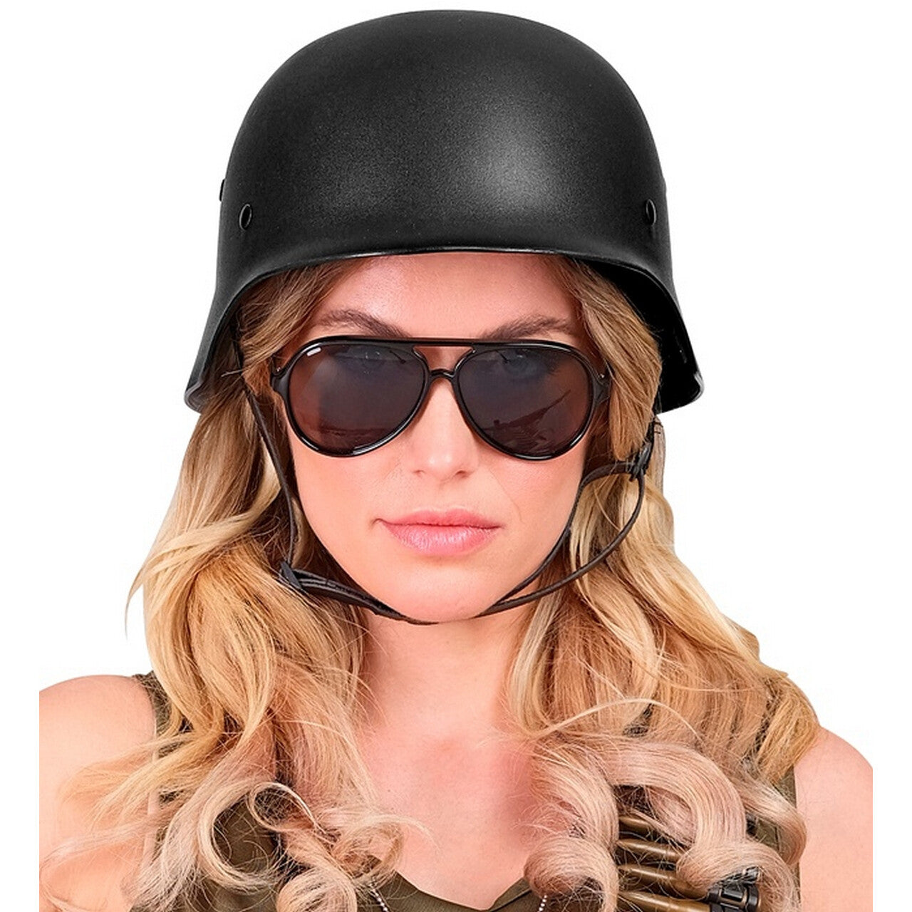 Op deze afbeelding zie je een Accessoires, van het merk Widmann. Zwarte Helm Militair Special Forces