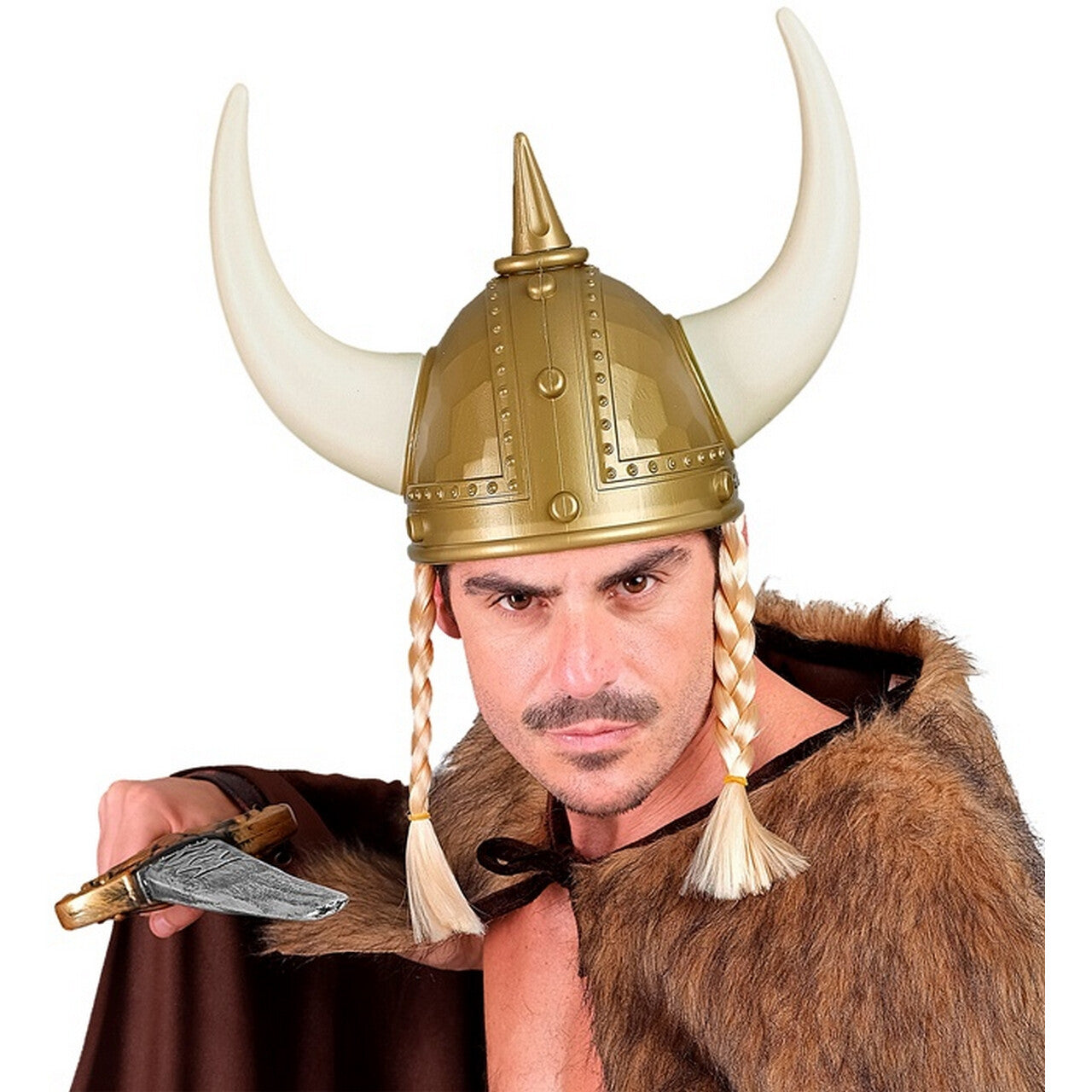 Op deze afbeelding zie je een Accessoires, van het merk Widmann. Viking Helm Met Hoorns En Vlechten