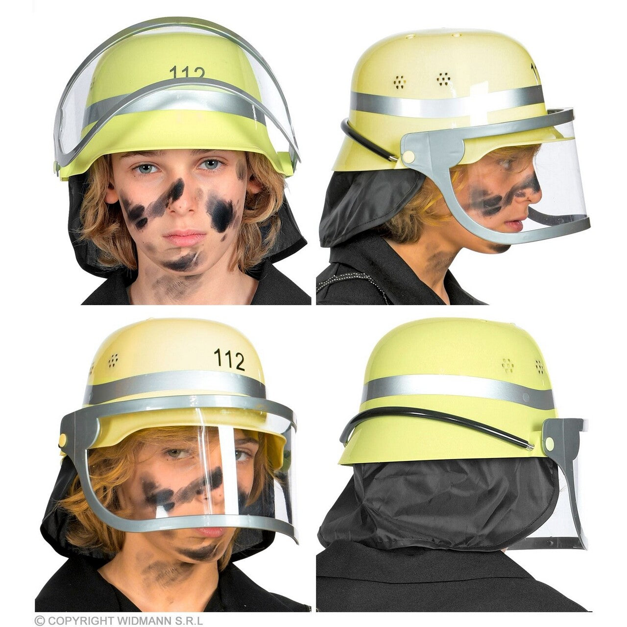 Op deze afbeelding zie je een Accessoires, van het merk Widmann. Gele Brandweerhelm 112 Kind