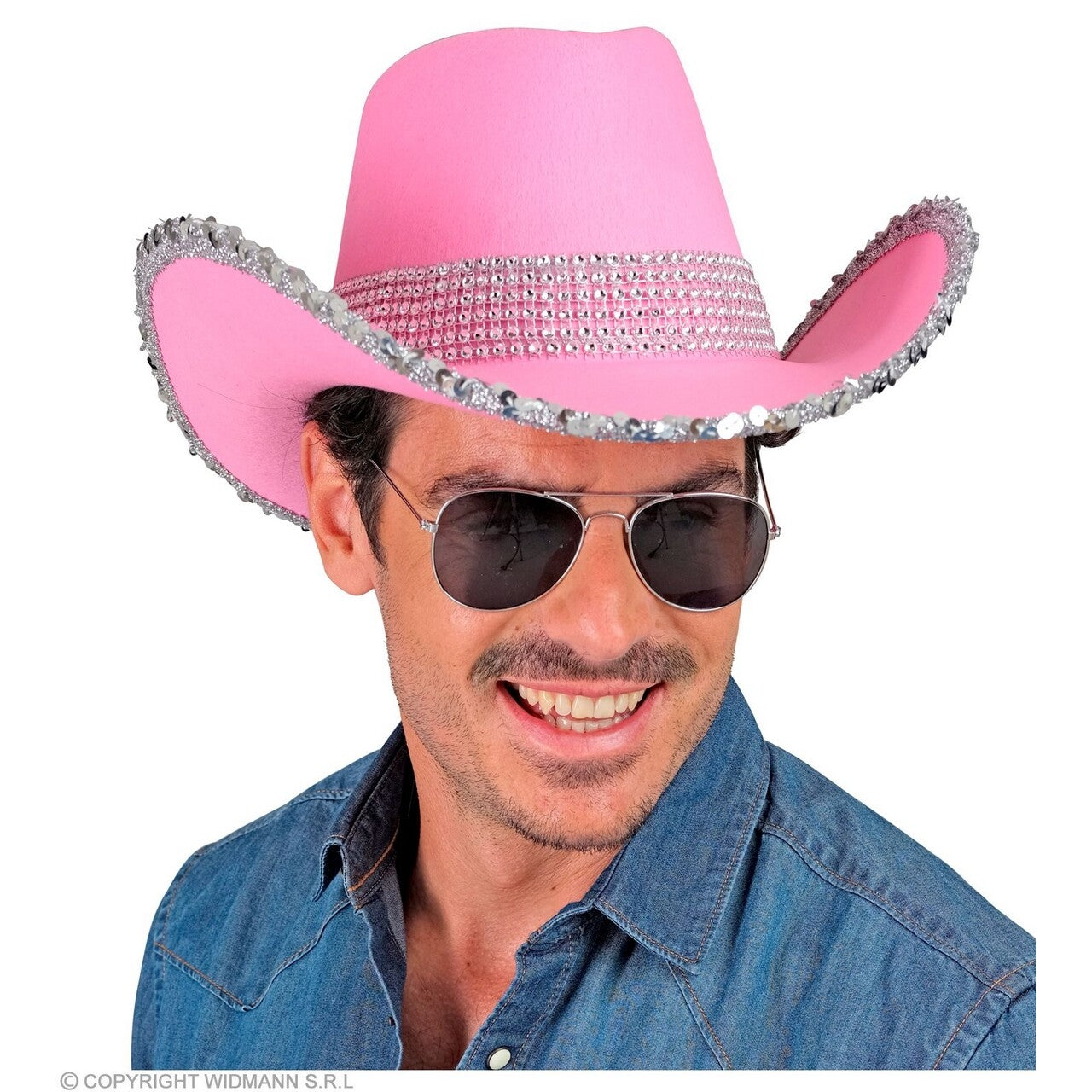 Op deze afbeelding zie je een Accessoires, van het merk Widmann. Cowboyhoed Party Girl Roze