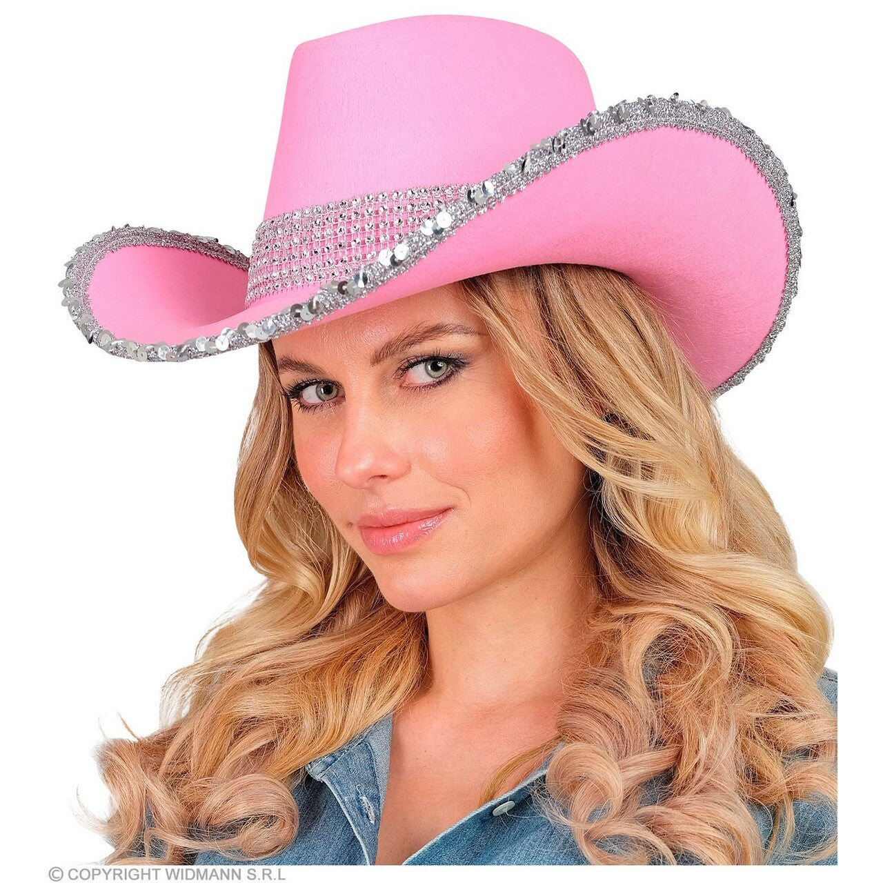 Op deze afbeelding zie je een Accessoires, van het merk Widmann. Cowboyhoed Party Girl Roze