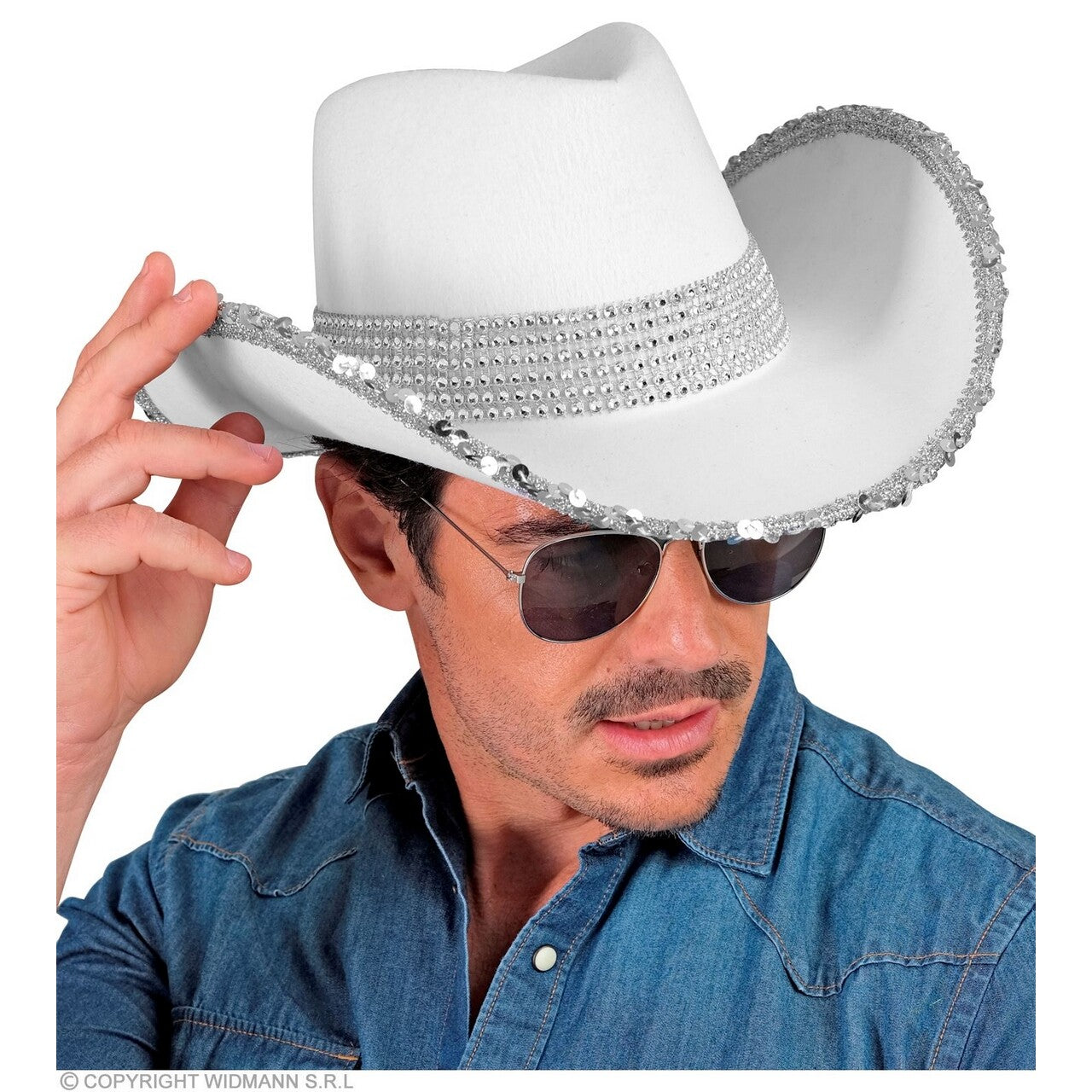 Op deze afbeelding zie je een Accessoires, van het merk Widmann. Cowboyhoed Party Girl Wit