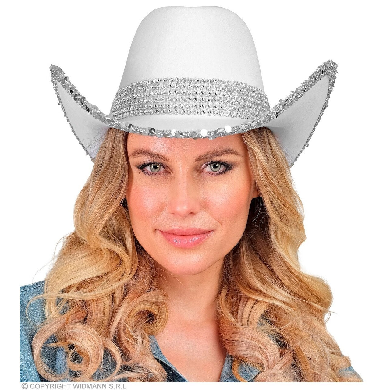 Op deze afbeelding zie je een Accessoires, van het merk Widmann. Cowboyhoed Party Girl Wit