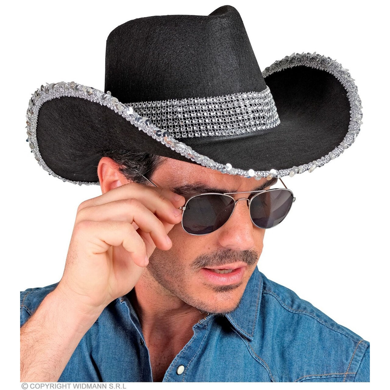 Op deze afbeelding zie je een Accessoires, van het merk Widmann. Cowboyhoed Partygirl Zwart