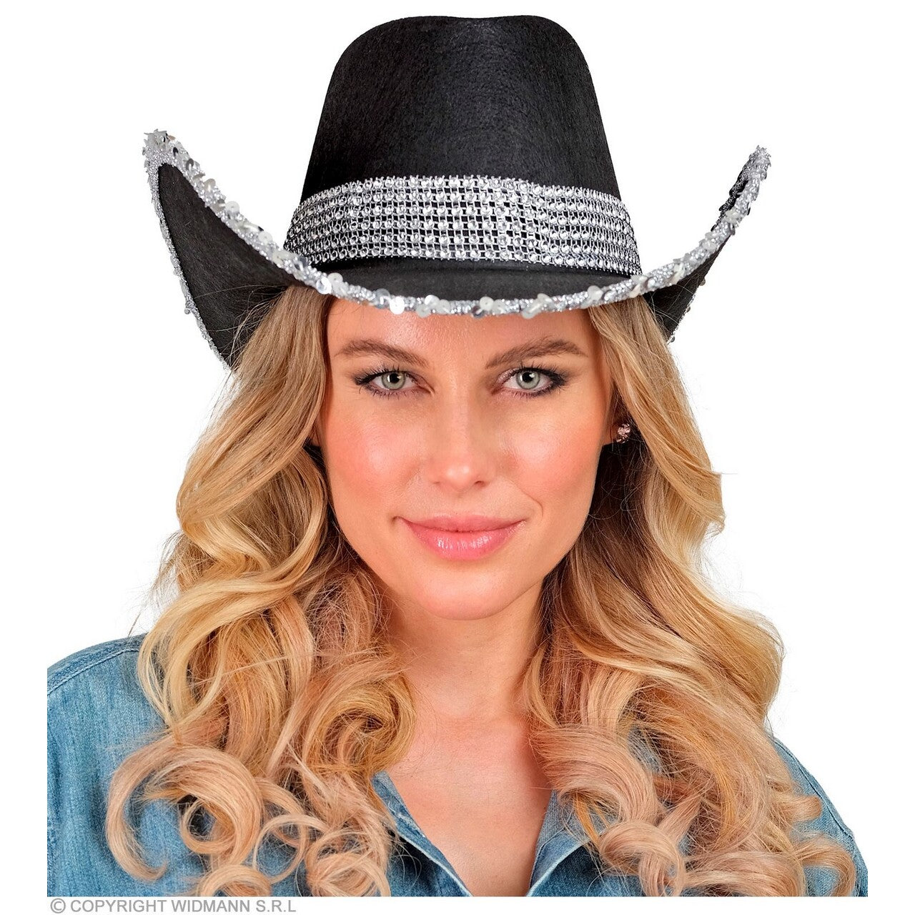 Op deze afbeelding zie je een Accessoires, van het merk Widmann. Cowboyhoed Partygirl Zwart