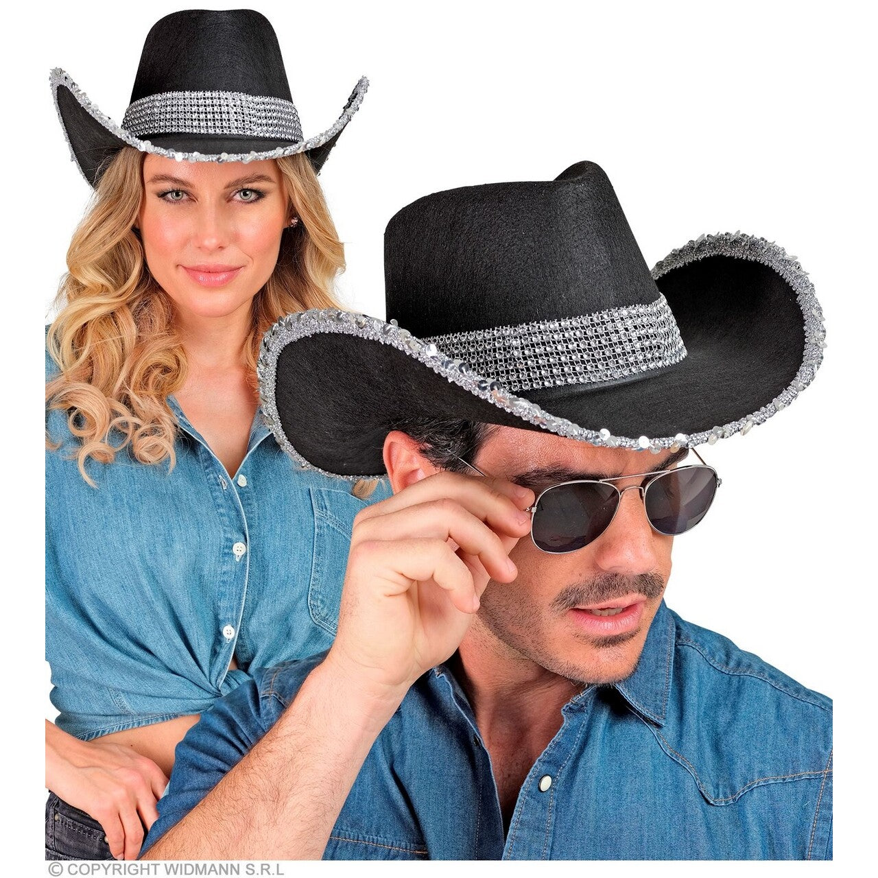 Op deze afbeelding zie je een Accessoires, van het merk Widmann. Cowboyhoed Partygirl Zwart