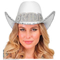Cowboyhoed Wit Bride Met Pailletten