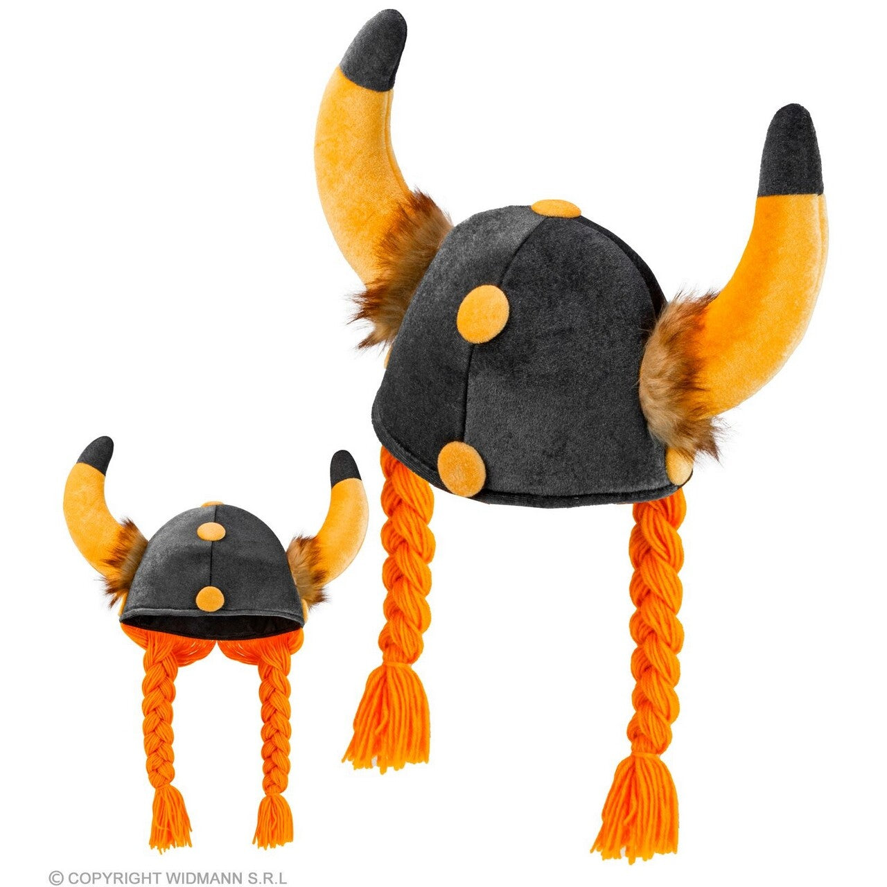 Op deze afbeelding zie je een Accessoires, van het merk Widmann. Viking Helm Met Oranje Vlechten