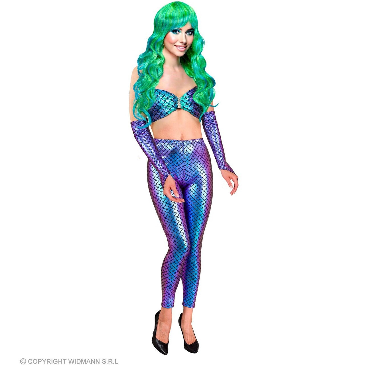 Op deze afbeelding zie je een Kostuums, van het merk Widmann. Legging Zeemeermin Paars Blauw Metallic Vrouw